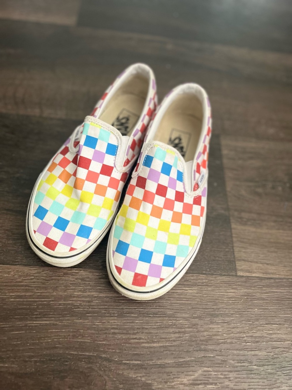 Vans Rainbow Checkerboard Slip-On Sneakers
